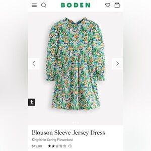 NWT Mini boden Girl Blouson Sleeve Dress  Floral 6-7Y